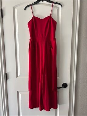 Emerald Sundae Red Spaghetti-Strap Midi Jumpsuit